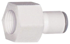 Parker - 3/8" OD, 3/8 NPTF, Bio-Sourced Nylon 11 Push-to-Connect Female Connector - 190 Max psi, White - Industrial Tool & Supply