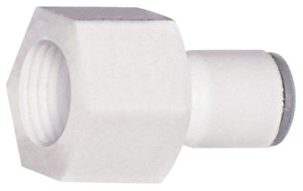 Parker - 1/4" OD, 7/16-24 UNS, Bio-Sourced Nylon 11 Push-to-Connect Faucet Connector UNS Thread - 230 Max psi, White - Industrial Tool & Supply