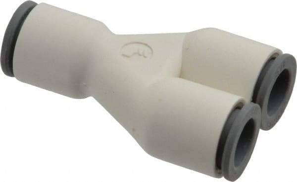 Parker - 3/8" OD, Bio-Sourced Nylon 11 Push-to-Connect Union Y - 190 Max psi, White - Industrial Tool & Supply