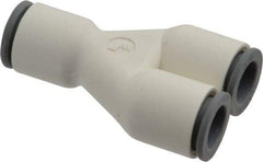 Parker - 3/8" OD, Bio-Sourced Nylon 11 Push-to-Connect Union Y - 190 Max psi, White - Industrial Tool & Supply