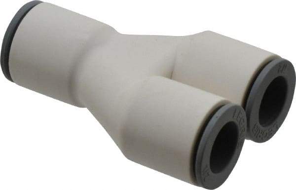 Parker - 1/2" OD, Bio-Sourced Nylon 11 Push-to-Connect Union Y - 160 Max psi, White - Industrial Tool & Supply