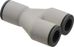 Parker - 1/2" OD, Bio-Sourced Nylon 11 Push-to-Connect Union Y - 160 Max psi, White - Industrial Tool & Supply