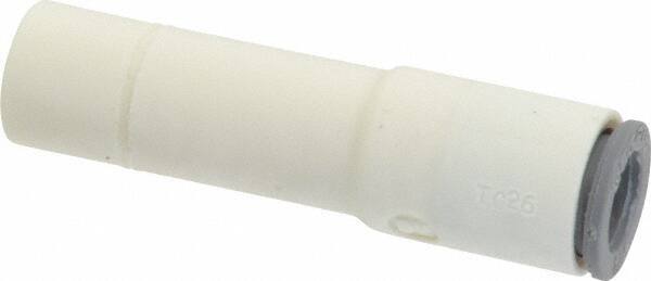 Parker - 1/4 x 3/8" OD, Bio-Sourced Nylon 11 Push-to-Connect Plug-In Reducer - 230 Max psi, 3/8" Stem Diam, White - Industrial Tool & Supply