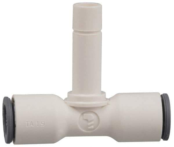 Parker - 3/8 x 3/8" OD, Bio-Sourced Nylon 11 Push-to-Connect Plug-In Tee - 190 Max psi, 3/8" Stem Diam, White - Industrial Tool & Supply