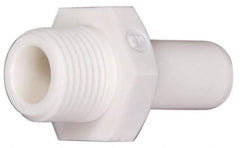 Parker - 3/8" OD, 1/4 NPTF, Bio-Sourced Nylon 11 Push-to-Connect Stem Adapter - 190 Max psi, White - Industrial Tool & Supply