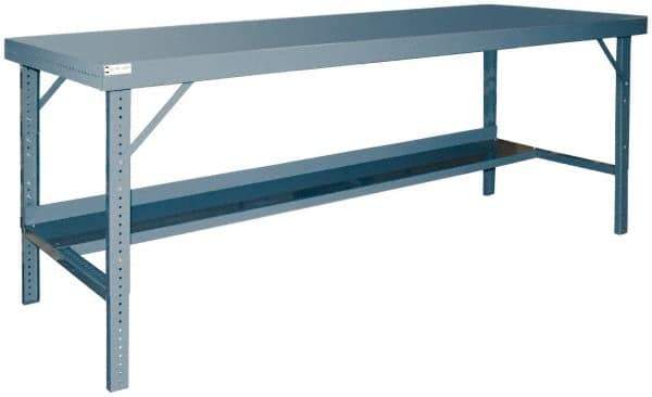 Durham - 120 Wide x 36" Deep x 28" High, Steel Workbench - Rolled Edge, Adjustable Height Folding Legs - Industrial Tool & Supply