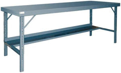 Durham - 120 Wide x 36" Deep x 28" High, Steel Workbench - Rolled Edge, Adjustable Height Folding Legs - Industrial Tool & Supply