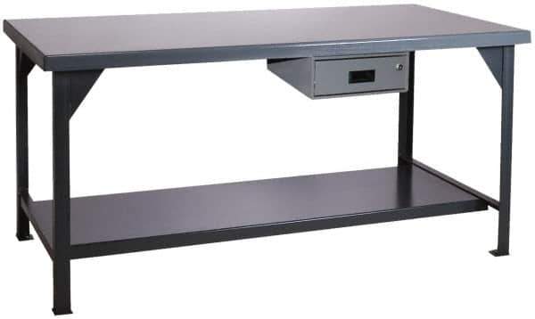 Durham - 72 Wide x 36" Deep x 34" High, Steel Workbench - Rolled Edge, Fixed Legs - Industrial Tool & Supply