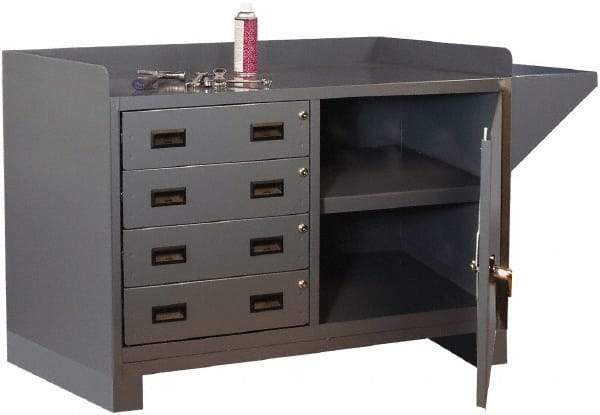 Durham - 4 Drawer, 1 Shelf Industrial Workstation - 2,000 Lb Capacity, Gray, 60" Wide x 38" High - Industrial Tool & Supply