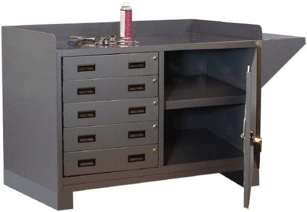Durham - 5 Drawer, 1 Shelf Industrial Workstation - 2,000 Lb Capacity, Gray, 60" Wide x 38" High - Industrial Tool & Supply