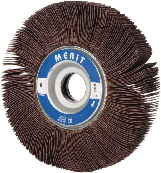 Merit Abrasives - 6" Diam, 80 Grit Aluminum Oxide Unmounted Flap Wheel - 1" Hole, 1" Wide, Coated, Medium Grade, 6,000 Max RPM , Cloth Backing - Industrial Tool & Supply