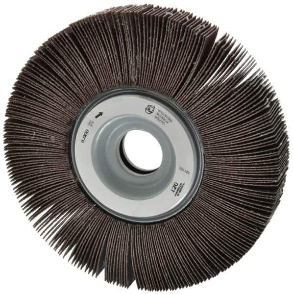 Merit Abrasives - 6" Diam, 120 Grit Aluminum Oxide Unmounted Flap Wheel - 1" Hole, 1" Wide, Coated, Fine Grade, 6,000 Max RPM , Cloth Backing - Industrial Tool & Supply