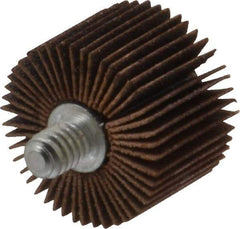 Merit Abrasives - 1" Diam x 5/8" Face Width, Fine Aluminum Oxide Coated Mounted Flap Wheel - 1/4-20 Threaded Mount, 120 Grit, Cloth Backing, 30,000 Max RPM - Industrial Tool & Supply