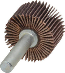 Merit Abrasives - 1" Diam x 5/8" Face Width, Very Fine Ceramic Alumina Coated Mounted Flap Wheel - 1/4" Shank Mount, 180 Grit, Cloth Backing, 30,000 Max RPM - Industrial Tool & Supply