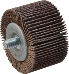 Merit Abrasives - 1-5/8" Diam x 1" Face Width, Medium Aluminum Oxide Coated Mounted Flap Wheel - 1/4-20 Threaded Mount, 80 Grit, Cloth Backing, 25,000 Max RPM - Industrial Tool & Supply