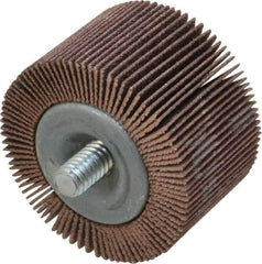 Merit Abrasives - 1-5/8" Diam x 1" Face Width, Fine Aluminum Oxide Coated Mounted Flap Wheel - 1/4-20 Threaded Mount, 120 Grit, Cloth Backing, 25,000 Max RPM - Industrial Tool & Supply