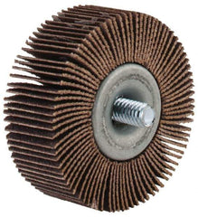Merit Abrasives - 2" Diam x 3/4" Face Width, Fine Aluminum Oxide Coated Mounted Flap Wheel - 1/4-20 Threaded Mount, 120 Grit, Cloth Backing, 25,000 Max RPM - Industrial Tool & Supply