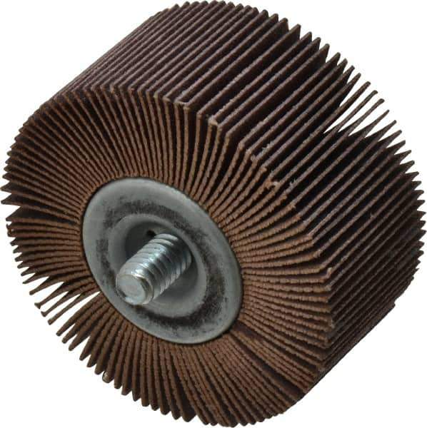 Merit Abrasives - 2" Diam x 1" Face Width, Very Fine Aluminum Oxide Coated Mounted Flap Wheel - 1/4-20 Threaded Mount, 240 Grit, Cloth Backing, 25,000 Max RPM - Industrial Tool & Supply
