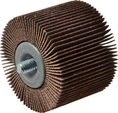 Merit Abrasives - 2" Diam x 1-1/2" Face Width, Medium Aluminum Oxide Coated Mounted Flap Wheel - 1/4-20 Threaded Mount, 80 Grit, Cloth Backing, 25,000 Max RPM - Industrial Tool & Supply