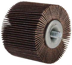 Merit Abrasives - 2" Diam x 1-1/2" Face Width, Fine Aluminum Oxide Coated Mounted Flap Wheel - 1/4-20 Threaded Mount, 120 Grit, Cloth Backing, 25,000 Max RPM - Industrial Tool & Supply