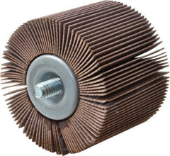Merit Abrasives - 2" Diam x 1-1/2" Face Width, Very Fine Aluminum Oxide Coated Mounted Flap Wheel - 1/4-20 Threaded Mount, 180 Grit, Cloth Backing, 25,000 Max RPM - Industrial Tool & Supply