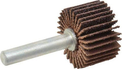 Merit Abrasives - 1" Diam x 5/8" Face Width, Medium Ceramic Alumina Coated Mounted Flap Wheel - 1/4" Shank Mount, 60 Grit, Cloth Backing, 30,000 Max RPM - Industrial Tool & Supply