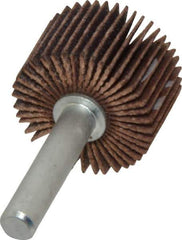 Merit Abrasives - 1" Diam x 5/8" Face Width, Fine Ceramic Alumina Coated Mounted Flap Wheel - 1/4" Shank Mount, 120 Grit, Cloth Backing, 30,000 Max RPM - Industrial Tool & Supply