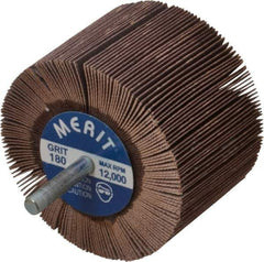 Merit Abrasives - 3" Diam x 2" Face Width, Very Fine Ceramic Alumina Coated Mounted Flap Wheel - 1/4" Shank Mount, 180 Grit, Cloth Backing, 20,000 Max RPM - Industrial Tool & Supply