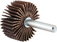 Merit Abrasives - 1-3/8" Diam x 5/8" Face Width, Medium Aluminum Oxide Coated Mounted Flap Wheel - 1/4" Shank Mount, 80 Grit, Cloth Backing, 30,000 Max RPM - Industrial Tool & Supply