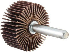 Merit Abrasives - 1-3/8" Diam x 5/8" Face Width, Fine Aluminum Oxide Coated Mounted Flap Wheel - 1/4" Shank Mount, 120 Grit, Cloth Backing, 30,000 Max RPM - Industrial Tool & Supply