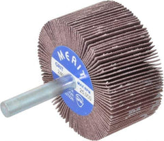 Merit Abrasives - 2" Diam x 1" Face Width, Very Fine Ceramic Alumina Coated Mounted Flap Wheel - 1/4" Shank Mount, 240 Grit, Cloth Backing, 25,000 Max RPM - Industrial Tool & Supply
