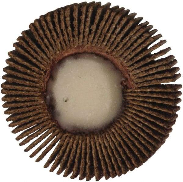Merit Abrasives - 1-3/16" Diam x 1/4" Face Width, Fine Aluminum Oxide Coated Mounted Flap Wheel - 1/4" Shank Mount, 120 Grit, Cloth Backing, 25,000 Max RPM - Industrial Tool & Supply