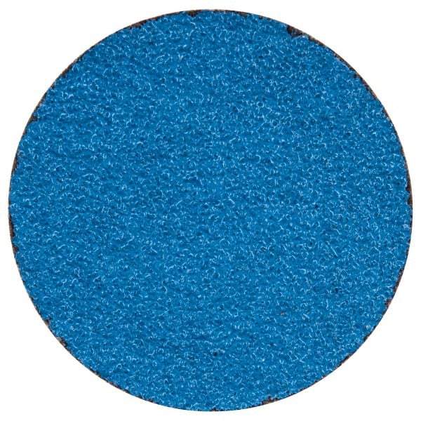 Merit Abrasives - 2" Disc Diam, 50 Grit, Zirconia Alumina Quick Change Disc - Type R Attaching System, Coated, Blue, Coarse Grade, 30,000 RPM - Industrial Tool & Supply