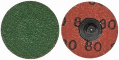 Merit Abrasives - 1-1/2" Disc Diam, 80 Grit, Zirconia Alumina Quick Change Disc - Type R Attaching System, Coated, Blue, Medium Grade, 30,000 RPM - Industrial Tool & Supply