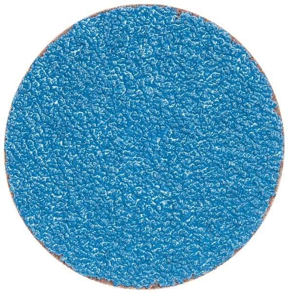 Merit Abrasives - 3" Disc Diam, 36 Grit, Zirconia Alumina Quick Change Disc - Type S Attaching System, Coated, Blue, Very Coarse Grade, 20,000 RPM - Industrial Tool & Supply