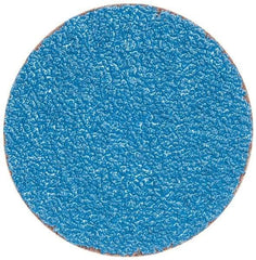 Merit Abrasives - 3" Disc Diam, 36 Grit, Zirconia Alumina Quick Change Disc - Type S Attaching System, Coated, Blue, Very Coarse Grade, 20,000 RPM - Industrial Tool & Supply