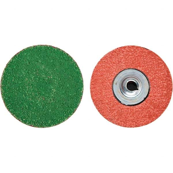 Merit Abrasives - 3" Disc Diam, 40 Grit, Zirconia Alumina Quick Change Disc - Type S Attaching System, Coated, Blue, Coarse Grade, 20,000 RPM - Industrial Tool & Supply
