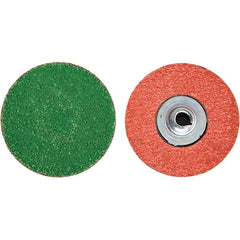 Merit Abrasives - 3" Disc Diam, 40 Grit, Zirconia Alumina Quick Change Disc - Type S Attaching System, Coated, Blue, Coarse Grade, 20,000 RPM - Industrial Tool & Supply