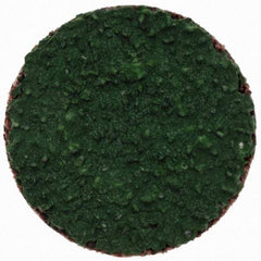 Merit Abrasives - 1" Disc Diam, 40 Grit, Zirconia Alumina Quick Change Disc - Type S Attaching System, Coated, Green, Coarse Grade, 40,000 RPM, R801 Series - Industrial Tool & Supply