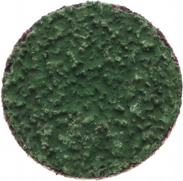 Merit Abrasives - 1" Disc Diam, 40 Grit, Zirconia Alumina Quick Change Disc - Type R Attaching System, Coated, Green, Coarse Grade, 40,000 RPM, R801 Series - Industrial Tool & Supply