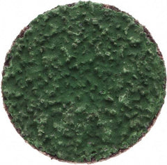 Merit Abrasives - 1" Disc Diam, 40 Grit, Zirconia Alumina Quick Change Disc - Type R Attaching System, Coated, Green, Coarse Grade, 40,000 RPM, R801 Series - Industrial Tool & Supply