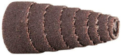 Merit Abrasives - 1-1/2" Long x 3/4" Diam, Aluminum Oxide, Full Taper Cartridge Roll - 80 Grit, 3/16" Pilot Hole Diam, Medium Grade - Industrial Tool & Supply