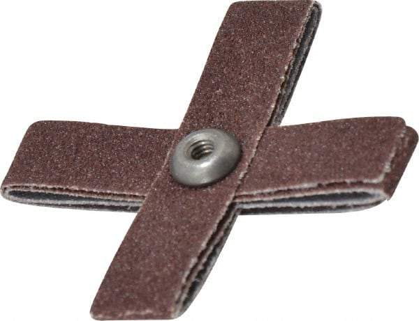 Merit Abrasives - 80 Grit, Medium Grade, Aluminum Oxide Cross Pad - 2-1/4" Long x 2-1/4" Wide x 1/2" Thick, 8 Ply, 18,000 Max RPM - Industrial Tool & Supply