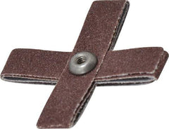Merit Abrasives - 80 Grit, Medium Grade, Aluminum Oxide Cross Pad - 2-1/4" Long x 2-1/4" Wide x 1/2" Thick, 8 Ply, 18,000 Max RPM - Industrial Tool & Supply
