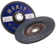 Merit Abrasives - 80 Grit, 5" Disc Diam, 7/8" Center Hole, Type 27 Zirconia Alumina Flap Disc - 12,000 Max RPM, Fiberglass Backing, Arbor Attaching System, Coated - Industrial Tool & Supply