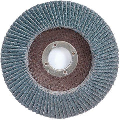 Merit Abrasives - 40 Grit, 4-1/2" Disc Diam, 7/8" Center Hole, Type 29 Zirconia Alumina Flap Disc - 13,000 Max RPM, Fiberglass Backing, Arbor Attaching System, Coated - Industrial Tool & Supply