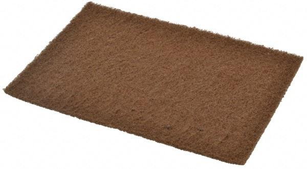 Merit Abrasives - Medium Grade, Aluminum Oxide Hand Pad - Brown, 6" Wide x 9" Long, Nonwoven - Industrial Tool & Supply