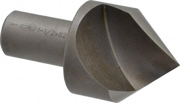 Keo - 1-1/2" Head Diam, 3/4" Shank Diam, 1 Flute 82° High Speed Steel Countersink - Bright Finish, 2-7/8" OAL, Single End, Straight Shank, Right Hand Cut - Industrial Tool & Supply