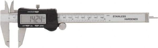 Value Collection - 0 to 150mm Range, 0.01mm Resolution, Electronic Caliper - Steel with Steel Jaws, 0.001" Accuracy - Industrial Tool & Supply