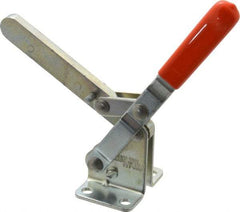 Lapeer - 700 Lb Holding Capacity, Vertical Handle, Manual Hold Down Toggle Clamp - 57° Handle Movement, 106° Bar Opening, Solid Bar, Flanged Base, Carbon Steel - Industrial Tool & Supply